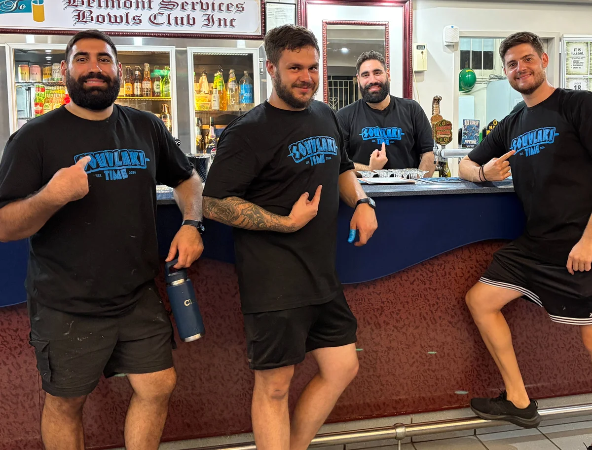 The Souvlaki Time crew at Belmont Bowls Club, Carina